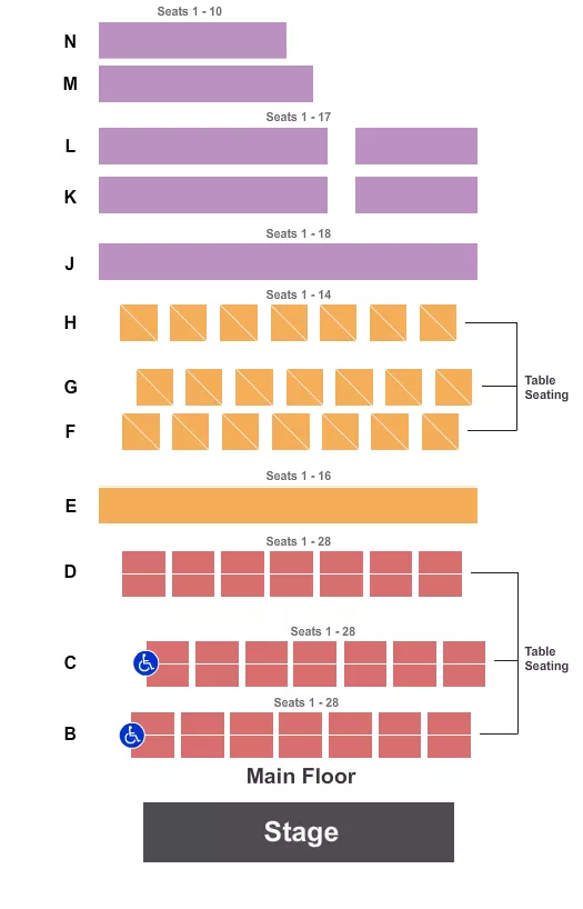 seating chart for The Garner Galleria Theatre - End Stage - eventticketscenter.com