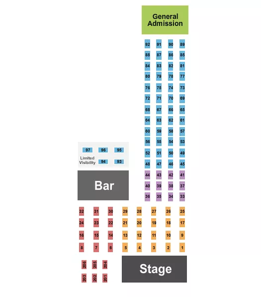 seating chart for The Grand Venue Event Center - Endstage Tables - eventticketscenter.com