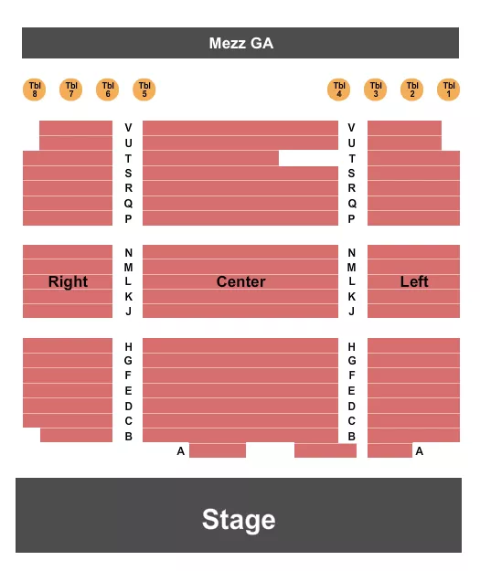 seating chart for The Grand At Ritz Theater - Endstage with Tables - eventticketscenter.com
