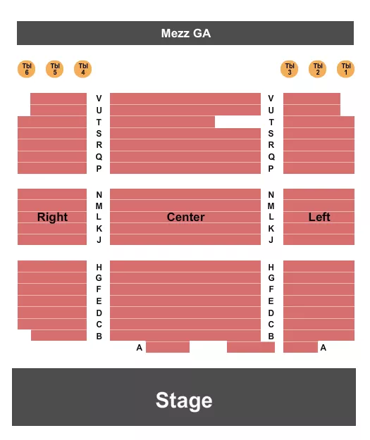 seating chart for The Grand At Ritz Theater - Endstage with Tables - eventticketscenter.com