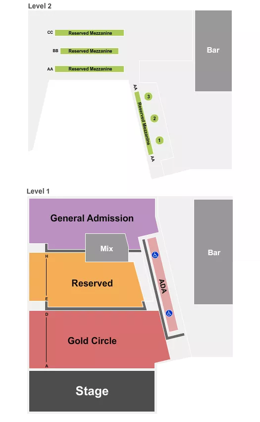 seating chart for The Guild Theatre - Menlo Park - Endstage GC Reserved Front - eventticketscenter.com