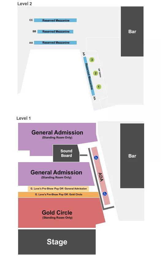 seating chart for The Guild Theatre - Menlo Park - G. Love - eventticketscenter.com