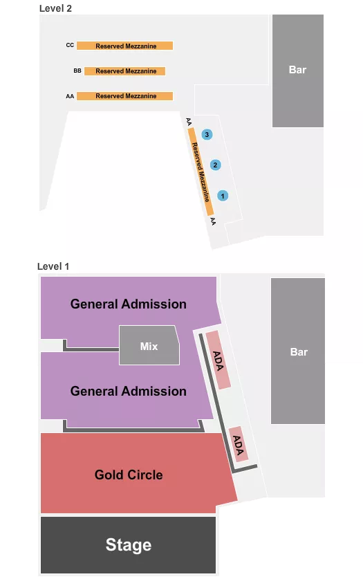 seating chart for The Guild Theatre - Menlo Park - GC SRO/RSV Mezz - eventticketscenter.com