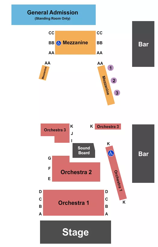 seating chart for The Guild Theatre - Menlo Park - Endstage w/ GA 4 - eventticketscenter.com