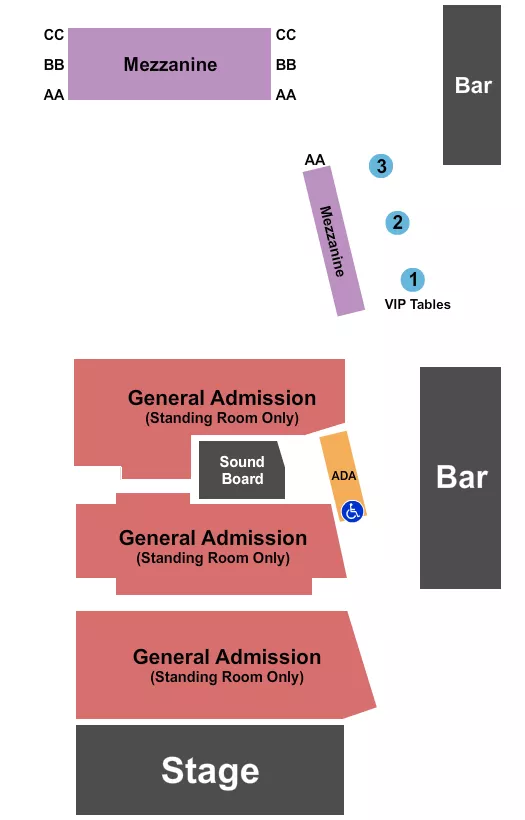 seating chart for The Guild Theatre - Menlo Park - Mezz/GA/VIP Tables - eventticketscenter.com