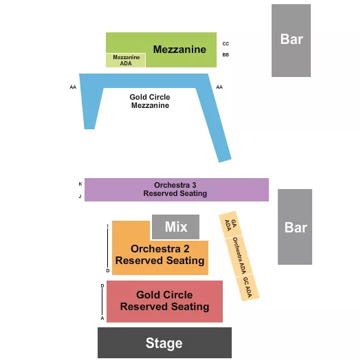 seating chart for The Guild Theatre - Menlo Park - GC Orch/GC Mezz - eventticketscenter.com