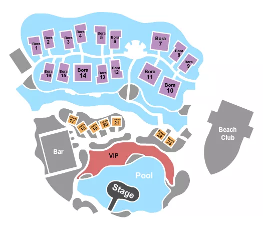 seating chart for The Guitar Hotel Pool at Hard Rock Live - Endstage VIP - eventticketscenter.com
