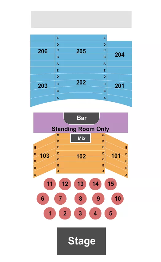 seating chart for The Joy Theater - Endstage Tables 2 - eventticketscenter.com