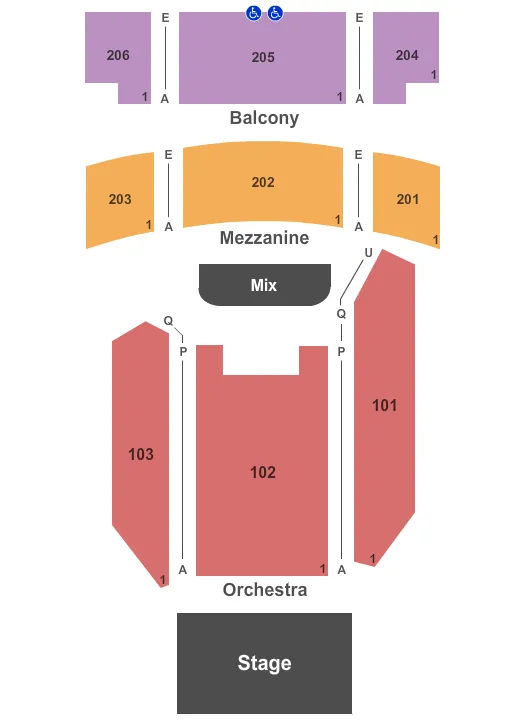 seating chart for The Joy Theater - End Stage - eventticketscenter.com