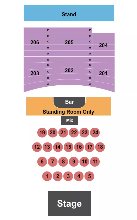 seating chart for The Joy Theater - Endstage w/Tables - eventticketscenter.com