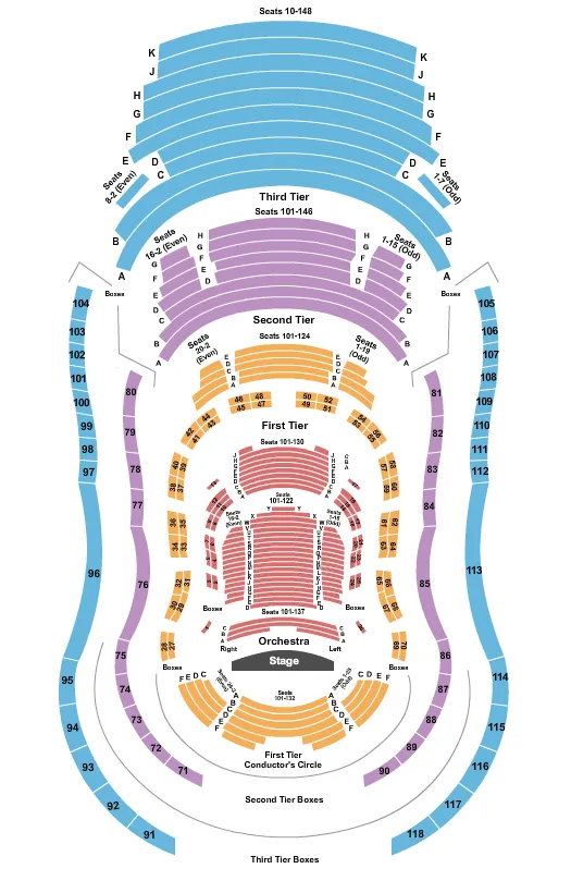 seating chart for Marian Anderson Hall at The Kimmel Center - End Stage - eventticketscenter.com