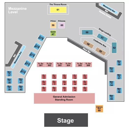 seating chart for The King of Clubs - Columbus - Endstage SRO/Tables 2 - eventticketscenter.com