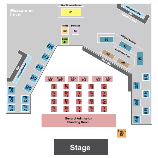 seating chart for The King of Clubs - Columbus - Endstage Tables 4 - eventticketscenter.com