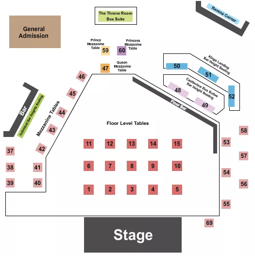 seating chart for The King of Clubs - Columbus - Endstage Tables - eventticketscenter.com