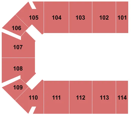 Open Floor Seating Chart at Kovalchick Convention and Athletic Complex. The chart shows the main floor/stage with seating options surrounding it, which are color coded
