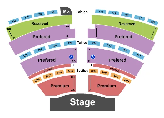 seating chart for Mat Franco Theater at the LINQ - End Stage - eventticketscenter.com