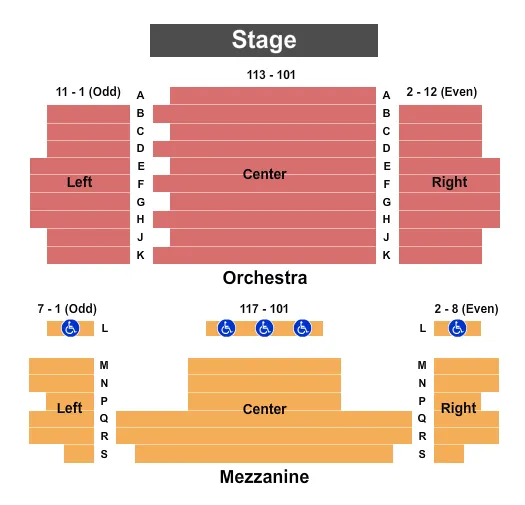seating chart for The Lamp Theatre - Endstage - eventticketscenter.com