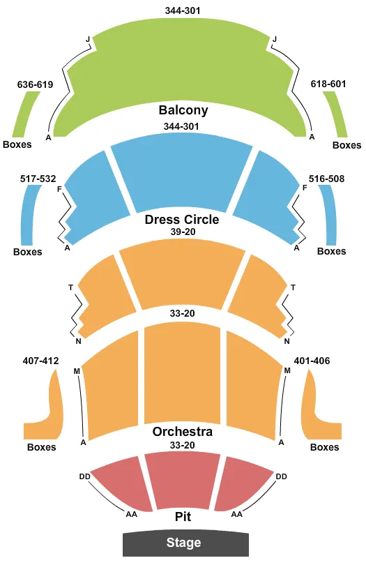 seating chart for Auditorium At The Living Arts Centre - End Stage - eventticketscenter.com