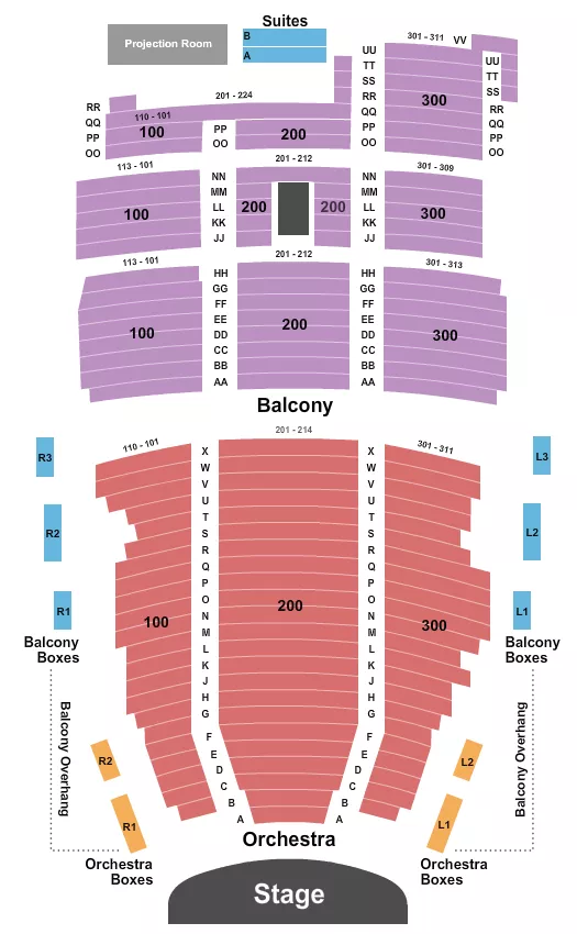 seating chart for The Maryland Theatre - Endstage Suites - eventticketscenter.com