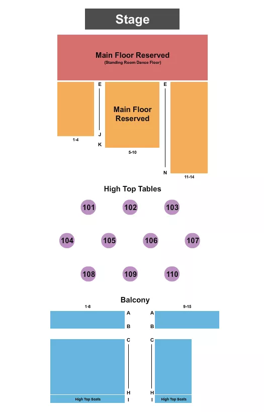 seating chart for The Milton Theatre - Endstage w/ Dance Floor - eventticketscenter.com