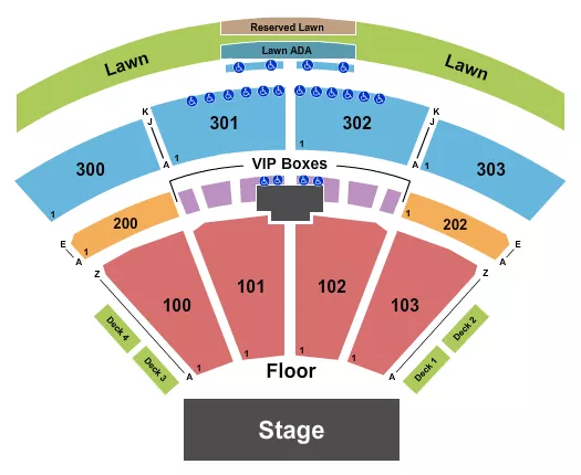 seating chart for The Pavilion at Toyota Music Factory - Endstage 1 - With Lawn - eventticketscenter.com