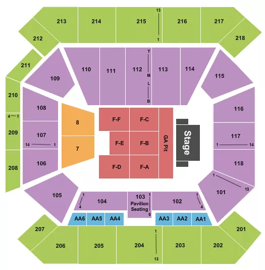seating chart for The Sandy and John Black Pavilion at Ole Miss - Endstage GA Pit 2 - eventticketscenter.com