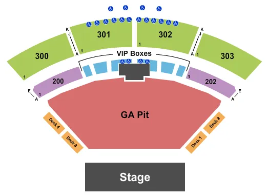 seating chart for The Pavilion at Toyota Music Factory - Endstage 3/4 GA Pit - No Lawn - eventticketscenter.com