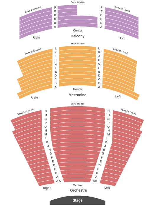 seating chart for The Playhouse on Rodney Square - End Stage - eventticketscenter.com