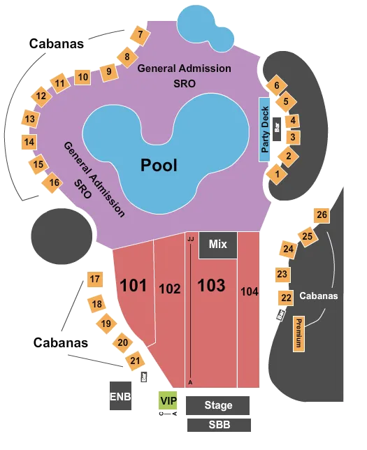 seating chart for The Pool at Talking Stick Resort - Endstage 2 - eventticketscenter.com