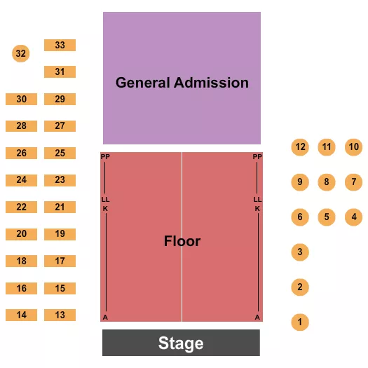 seating chart for The Ranch Concert Hall & Saloon - Endstage GA/Rsvd 3 - eventticketscenter.com