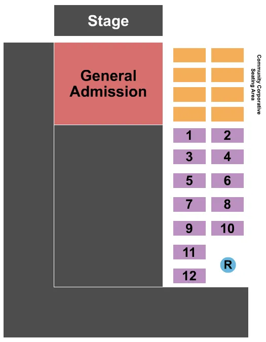 seating chart for The Ranch Concert Hall & Saloon - End Stage - eventticketscenter.com