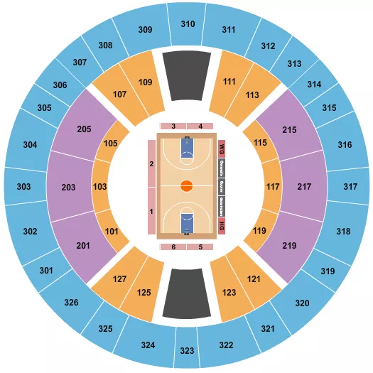 seating chart for The Rapides Parish Coliseum - Harlem Globetrotters - eventticketscenter.com