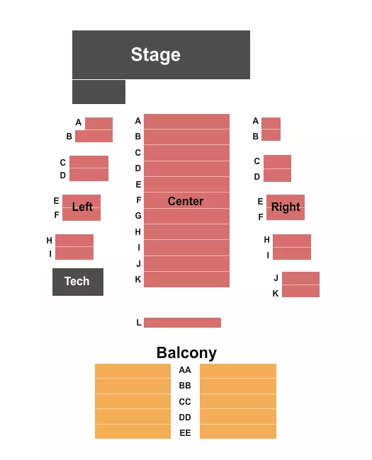 seating chart for The Reeves Theater & Cafe - End Stage - eventticketscenter.com
