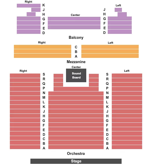 seating chart for The Ridgefield Playhouse - End Stage - eventticketscenter.com
