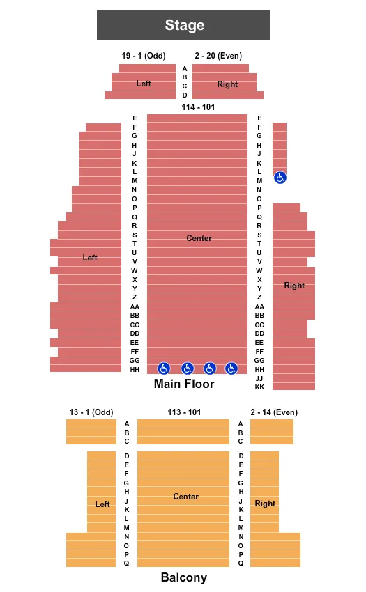 seating chart for The Ritz Theatre - OH - Endstage 2 - eventticketscenter.com