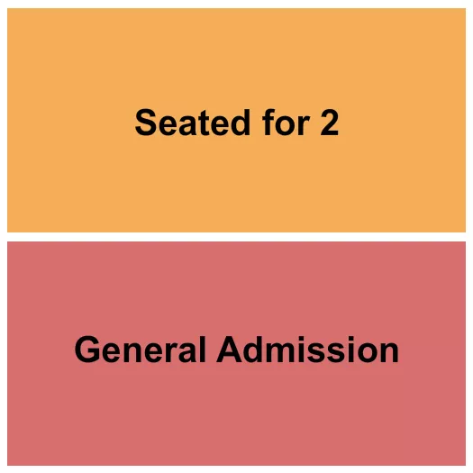 GA/Table Seating Chart at The Rock Box. The chart shows the main floor/stage with seating options surrounding it, which are color coded