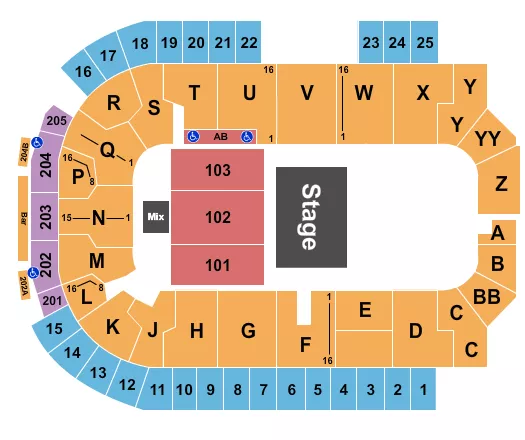seating chart for The Sanford Center - Endstage 4 - eventticketscenter.com