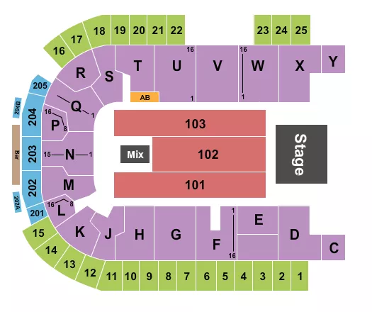seating chart for The Sanford Center - Endstage 5 - eventticketscenter.com