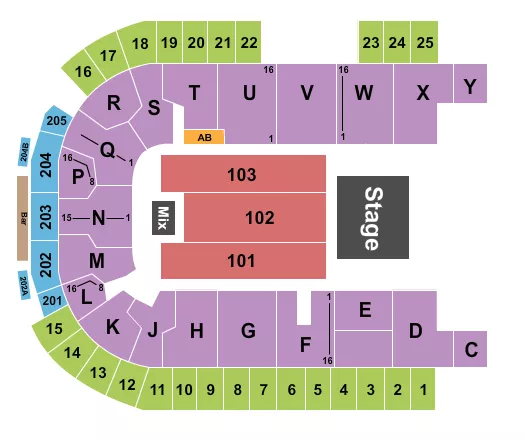 seating chart for The Sanford Center - Endstage 6 - eventticketscenter.com