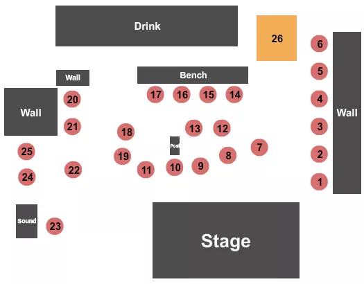 seating chart for The Saxon Pub - Endstage Tables - eventticketscenter.com