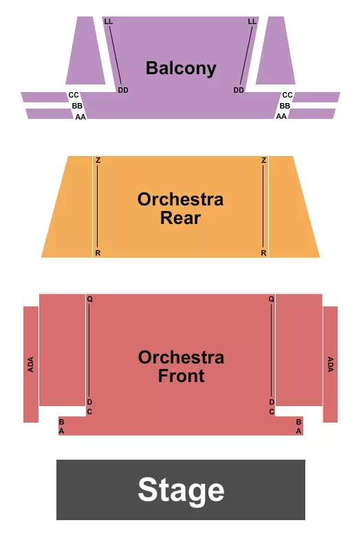 seating chart for The Shell Theatre at Lafon Performing Arts Center - Endstage with Balcony - eventticketscenter.com