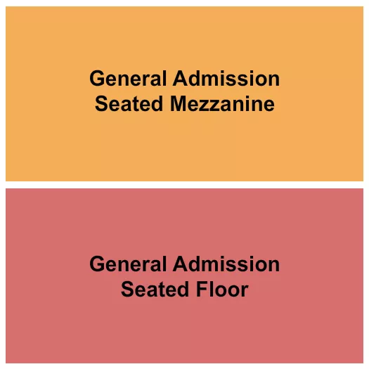 GA Seated Floor/Mezz Seating Chart at The Showbox. The chart shows the main floor/stage with seating options surrounding it, which are color coded