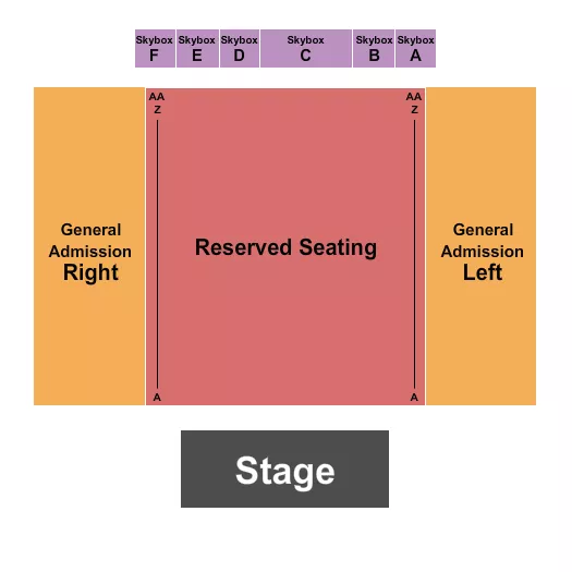 Endstage 3 Seating Chart at The Skookum Creek Event Center. The chart shows the main floor/stage with seating options surrounding it, which are color coded