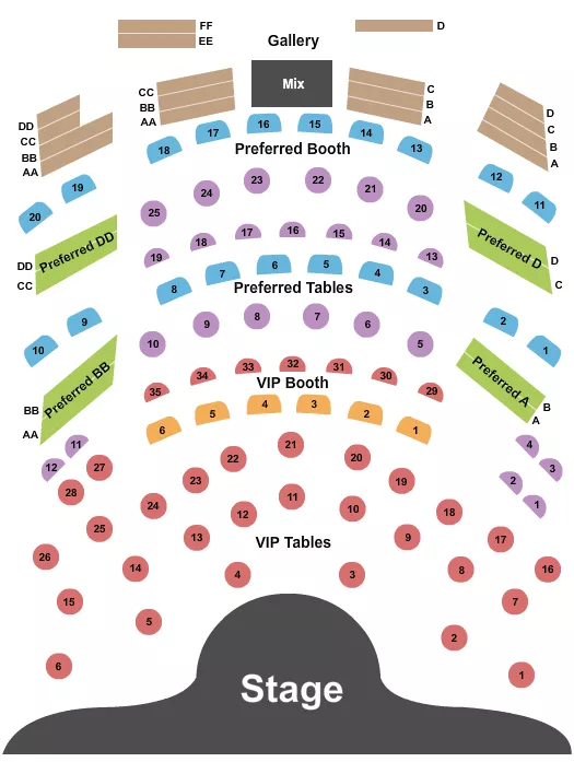 seating chart for The Strat Theater At Stratosphere Las Vegas - Endstage VIP-Tbl-Pref-Gallery - eventticketscenter.com