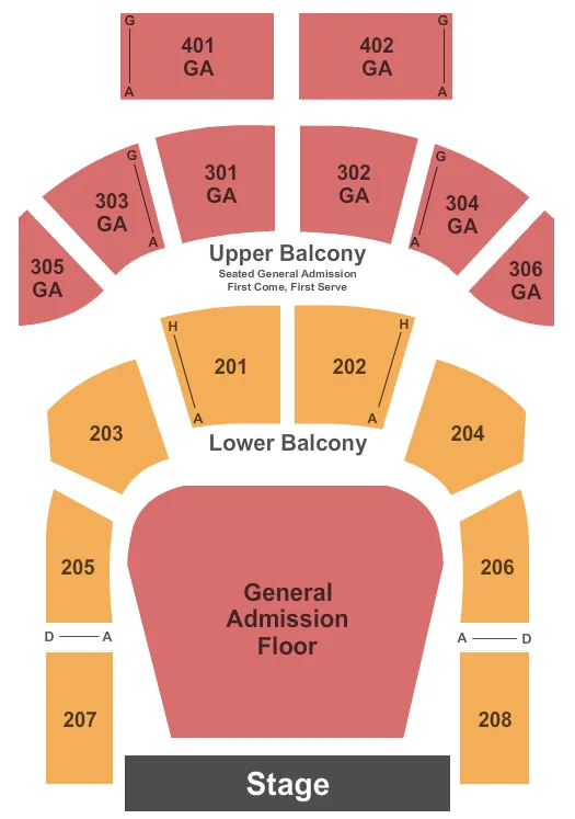 seating chart for The Tabernacle - GA - GA Flr & Up Balc - Resv Low Balc - eventticketscenter.com