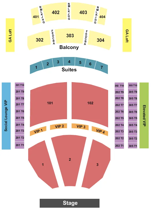 seating chart for The Theater at Virgin Hotels - Las Vegas - Endstage 3 - eventticketscenter.com