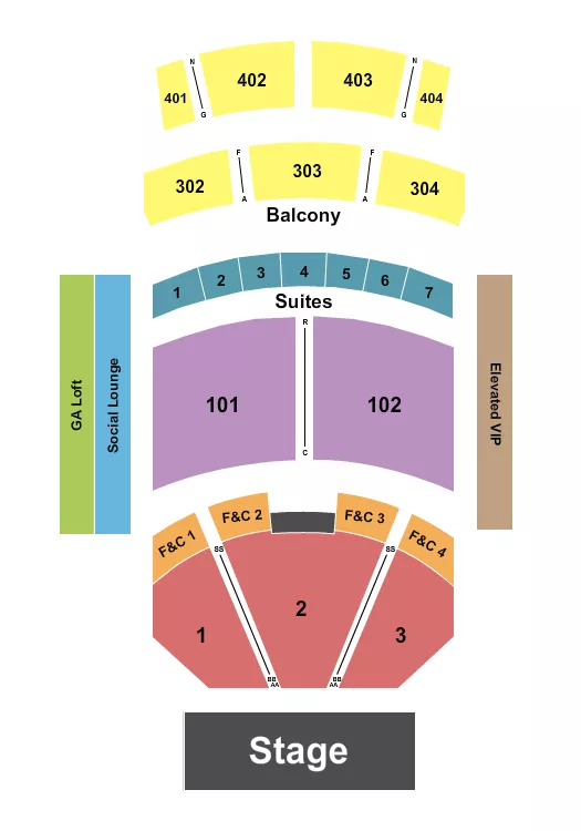 seating chart for The Theater at Virgin Hotels - Las Vegas - Endstage F&C - eventticketscenter.com