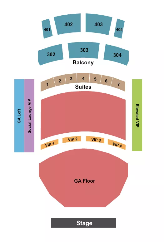 seating chart for The Theater at Virgin Hotels - Las Vegas - Endstage GA Floor 3 - eventticketscenter.com