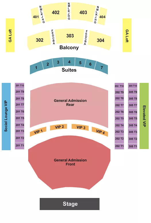 seating chart for The Theater at Virgin Hotels - Las Vegas - GA Floor & GA Rear - eventticketscenter.com