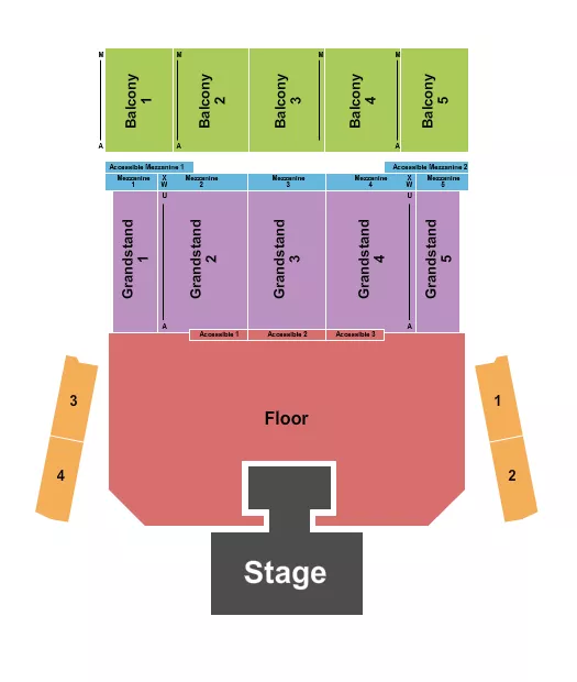Aryana Sayeed Seating Chart at The Theatre at Great Canadian Casino Resort. The chart shows the main floor/stage with seating options surrounding it, which are color coded